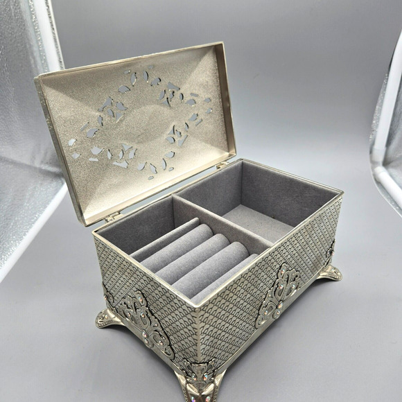 Things Remembered VTG Silver Plated Musical Jewelry Box Swarovski Crystals - Picture 10 of 11